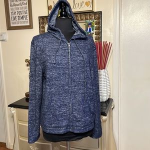 QUIET STORM NEW WOMEN’S STRETCHY FULL FRONT ZIPPER SWEATER BLUE COLOR HOODIE